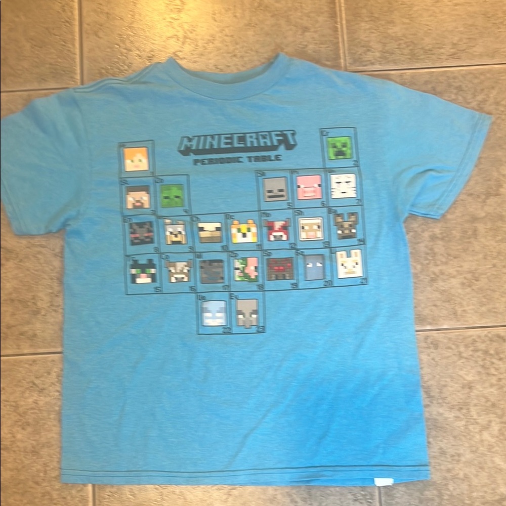 Minecraft Boys Blue Periodic Table Short Sleeve Tee Size Large 10/12